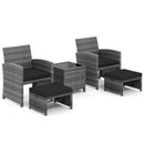 5 Pieces Patio Furniture Set PE Wicker Outdoor Lounge Chairs with 2 Ottomans