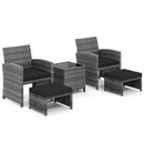 5 Pieces Patio Furniture Set PE Wicker Outdoor Lounge Chairs with 2 Ottomans by LJGDeals