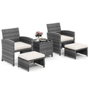 5 Pieces Patio Furniture Set PE Wicker Outdoor Lounge Chairs with 2 Ottomans by LJGDeals