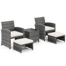 5 Pieces Patio Furniture Set PE Wicker Outdoor Lounge Chairs with 2 Ottomans by LJGDeals