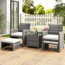 5 Pieces Patio Furniture Set PE Wicker Outdoor Lounge Chairs with 2 Ottomans by LJGDeals