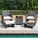 5 Pieces Patio Furniture Set PE Wicker Outdoor Lounge Chairs with 2 Ottomans by LJGDeals