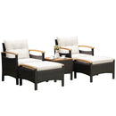 5 Pieces Patio Conversation Set with Cushions Coffee Table and 2 Ottomans by LJGDeals