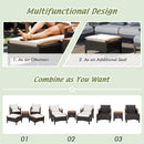 5 Pieces Patio Conversation Set with Cushions Coffee Table and 2 Ottomans by LJGDeals