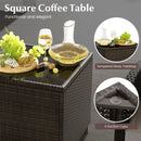 5 Pieces Patio Rattan Furniture with 2 Ottomans and Tempered Glass Coffee Table-Red by LJGDeals