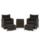 5 Pieces Patio Rattan Furniture with 2 Ottomans and Tempered Glass Coffee Table-Red by LJGDeals