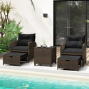 5 Pieces Patio Rattan Furniture with 2 Ottomans and Tempered Glass Coffee Table-Red by LJGDeals