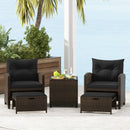 5 Pieces Patio Rattan Furniture with 2 Ottomans and Tempered Glass Coffee Table-Red by DirectDeals