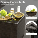 5 Pieces Patio Rattan Furniture with 2 Ottomans and Tempered Glass Coffee Table-Red by LJGDeals