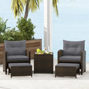 5 Pieces Patio Rattan Furniture with 2 Ottomans and Tempered Glass Coffee Table-Red by DirectDeals