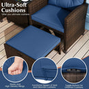 5 Pieces Patio Rattan Furniture with 2 Ottomans and Tempered Glass Coffee Table-Red by LJGDeals