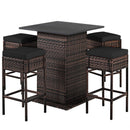 5 Pieces Patio Rattan Bar Table Stool Set Hidden Storage Shelf Cushioned-Navy by DirectDeals