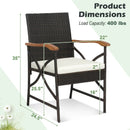 5 Pieces Patio Rattan Dining Set with Acacia Wood Tabletop and Armrests by LJGDeals