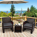 5 Pieces Patio Rattan Furniture Set with Ottoman and Tempered Glass Coffee Table-Gray by DirectDeals