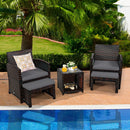 5 Pieces Patio Rattan Furniture Set with Ottoman and Tempered Glass Coffee Table-Gray by DirectDeals