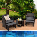 5 Pieces Patio Rattan Furniture Set with Ottoman and Tempered Glass Coffee Table-Gray by LJGDeals