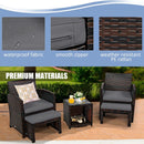 5 Pieces Patio Rattan Furniture Set with Ottoman and Tempered Glass Coffee Table-Gray by DirectDeals
