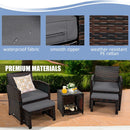5 Pieces Patio Rattan Furniture Set with Ottoman and Tempered Glass Coffee Table-Gray by LJGDeals