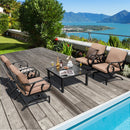 5 Pieces Patio Rocking Chairs and 4-in-1 Fire Pit Table with Fire Poker