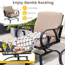 5 Pieces Patio Rocking Chairs and 4-in-1 Fire Pit Table with Fire Poker by LJGDeals