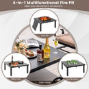 5 Pieces Patio Rocking Chairs and 4-in-1 Fire Pit Table with Fire Poker