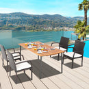 5 Pieces Patio Wicker Cushioned Dining Set with Umbrella Hole by LJGDeals