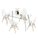 5 Pieces Rectangle Dining Table Set with 51 Inch Glass Tabletop by LJGDeals