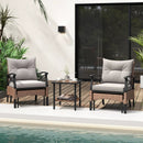 5 Pieces Wicker Patio Furniture Set Ottomans and Cushions and 2-Tier Tempered Glass Side Table-Brown by LJGDeals