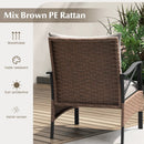 5 Pieces Wicker Patio Furniture Set Ottomans and Cushions and 2-Tier Tempered Glass Side Table-Brown by LJGDeals