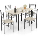 5 Pieces Wood Metal Dining Table Set with 4 Chairs by LJGDeals