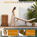 Adjustable Patio Chaise Lounge with Cushion and Wheels by LJGDeals