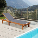 Adjustable Wood Chaise Lounge Chair with 5-Position Backrest by LJGDeals