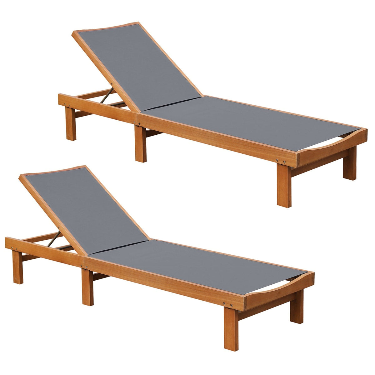 Adjustable Wood Chaise Lounge Chair with 5-Position Backrest, photo 4 of 8