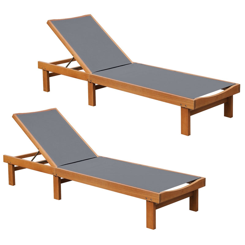 Adjustable Wood Chaise Lounge Chair with 5-Position Backrest, photo 4 of 8
