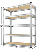 Heavy Duty Metal Garage Shelving Rack 2000lbs 4/5/6-Tier Steel Shelf 60"/72"/84" by 2Dropme