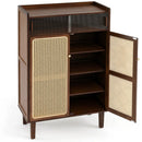5-Tier Bamboo Shoe Cabinet with Woven Rattan Sliding Doors by LJGDeals