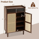 5-Tier Bamboo Shoe Cabinet with Woven Rattan Sliding Doors by LJGDeals