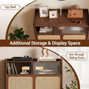 5-Tier Bamboo Shoe Cabinet with Woven Rattan Sliding Doors by DirectDeals