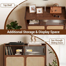 5-Tier Bamboo Shoe Cabinet with Woven Rattan Sliding Doors by LJGDeals