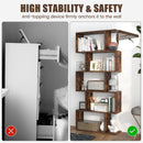 5-Tier Bookshelf with Anti-Toppling Device for Living Room Home Office-Rustic Brown