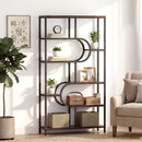5-Tier Bookshelf Tall Etagere Bookcase with Open Storage Shelves and U Shape by DirectDeals
