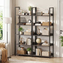 5-Tier Bookshelf Tall Wooden Open Bookcase with Back Panels by LJGDeals