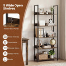 5-Tier Bookshelf Tall Wooden Open Bookcase with Back Panels by DirectDeals