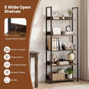 5-Tier Bookshelf Tall Wooden Open Bookcase with Back Panels by LJGDeals