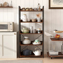5-Tier Bookshelf with 4 Hooks Industrial Storage Bookcase-Rustic Brown by LJGDeals