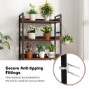 5-Tier Bookshelf with 4 Hooks Industrial Storage Bookcase-Rustic Brown by LJGDeals