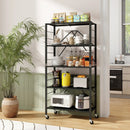 5-Tier Foldable Storage Shelf with Wheels-Black by LJGDeals