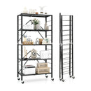 5-Tier Foldable Storage Shelf with Wheels-Black by LJGDeals