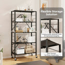 5-Tier Foldable Storage Shelf with Wheels-Black by LJGDeals