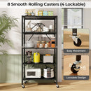 5-Tier Foldable Storage Shelf with Wheels-Black by LJGDeals
